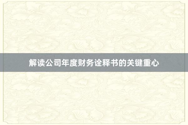 解读公司年度财务诠释书的关键重心